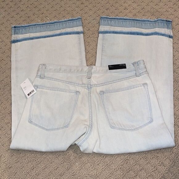NWT J Brand Liza Mid-rise Crop Coulotte Light Wash Denim Jeans Frayed Hems Sz 28 - Picture 13 of 13
